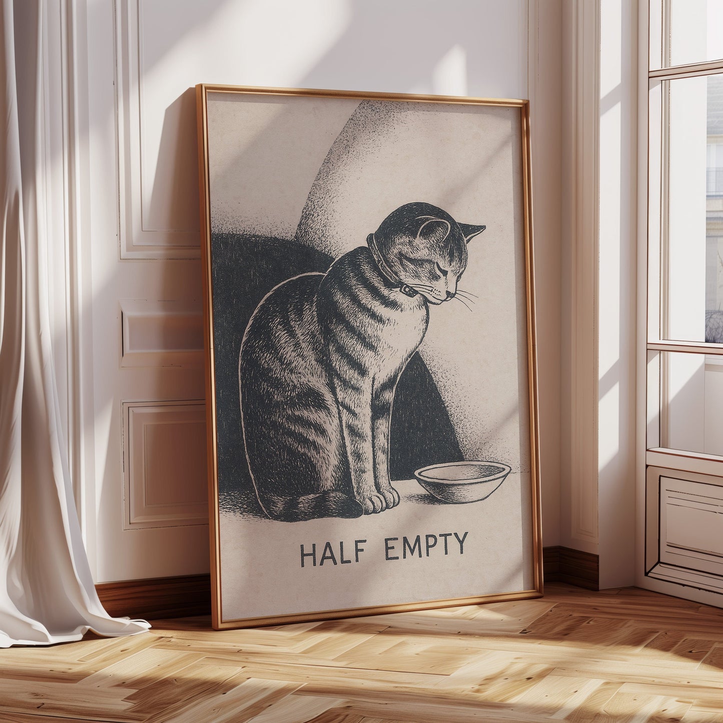 Chat à moitié vide