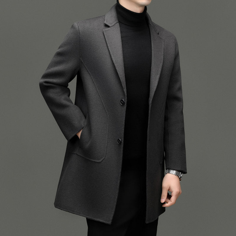 Men's Mid-Length Double-Faced Wool Coat