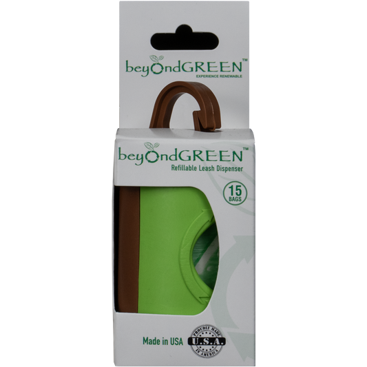 beyondGREEN Dog Waste Bag Leash Dispenser – Clip-On Holder for Standard Rolls – Durable, Portable, Made in USA