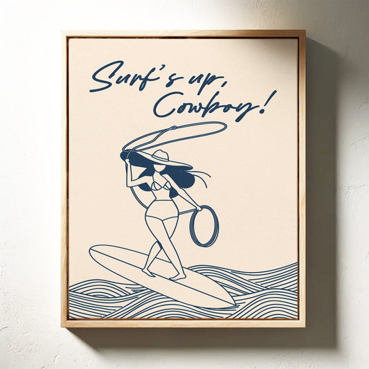 Surf’s Up Cowgirl – Art mural côtier western