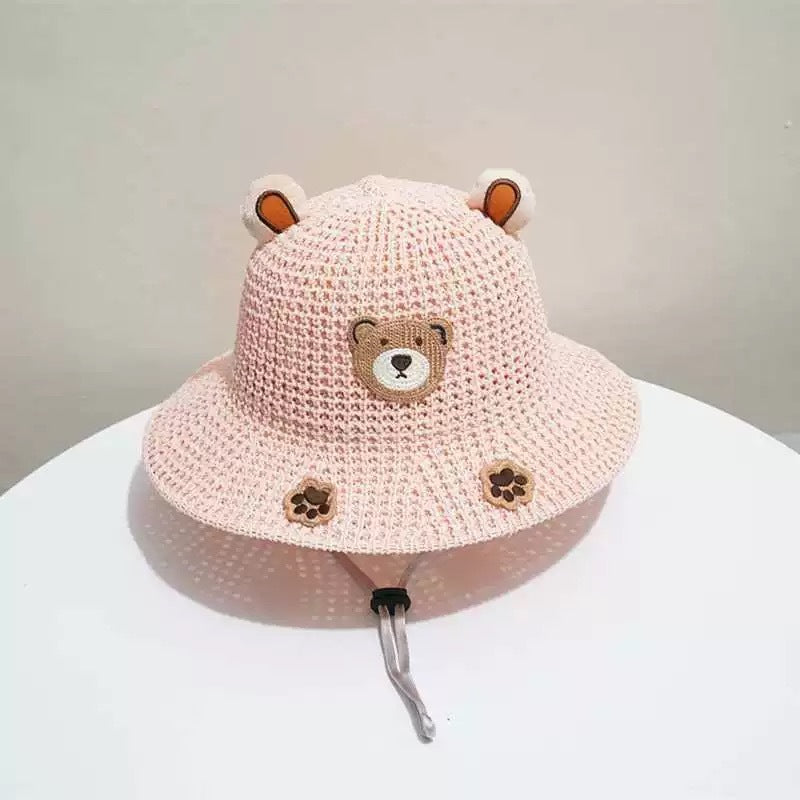 Bear Sun-proof Straw Hat Baby Travel Breathable Sun Hat