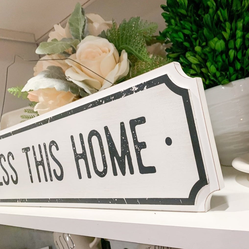 Farmhouse Wood Wall Sign Bless This Home Eat Good Food Rustic Hanging Plaque