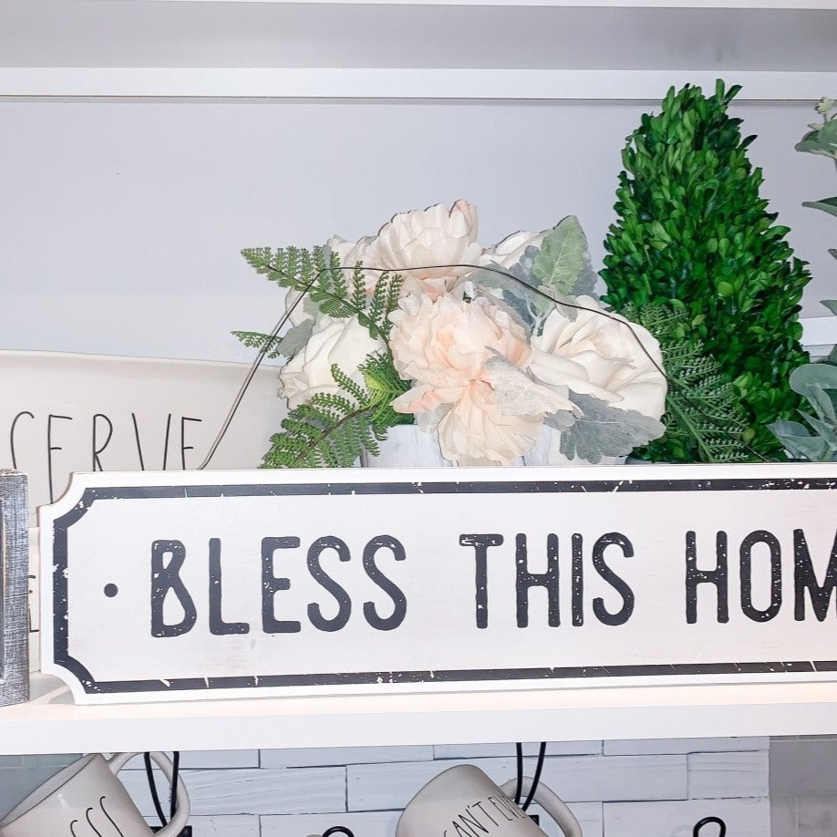 Farmhouse Wood Wall Sign Bless This Home Eat Good Food Rustic Hanging Plaque
