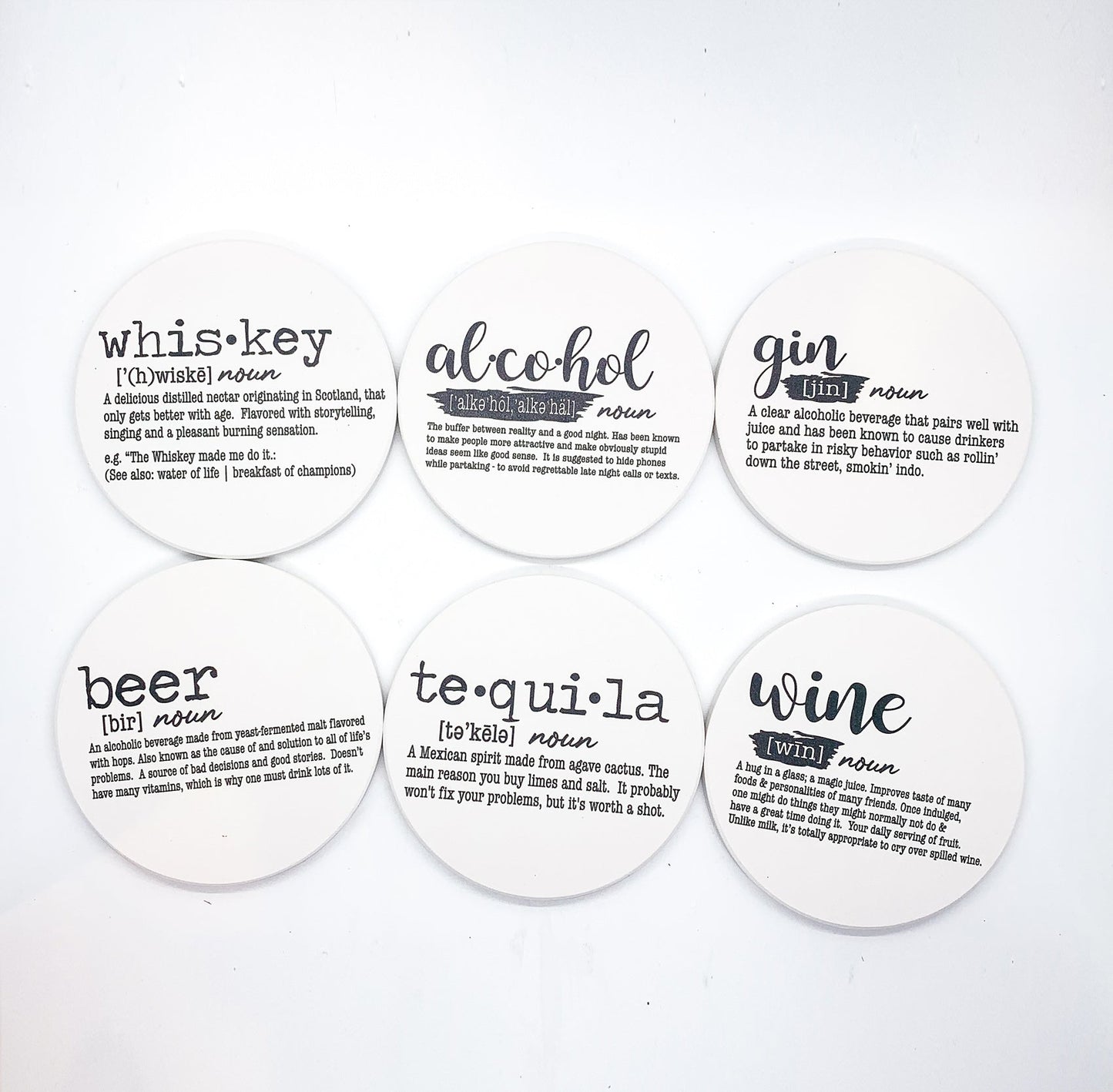 Sous-verres amusants avec définition de boisson, lot de sous-verres citation de dictionnaire pour décoration de bar et de comptoir