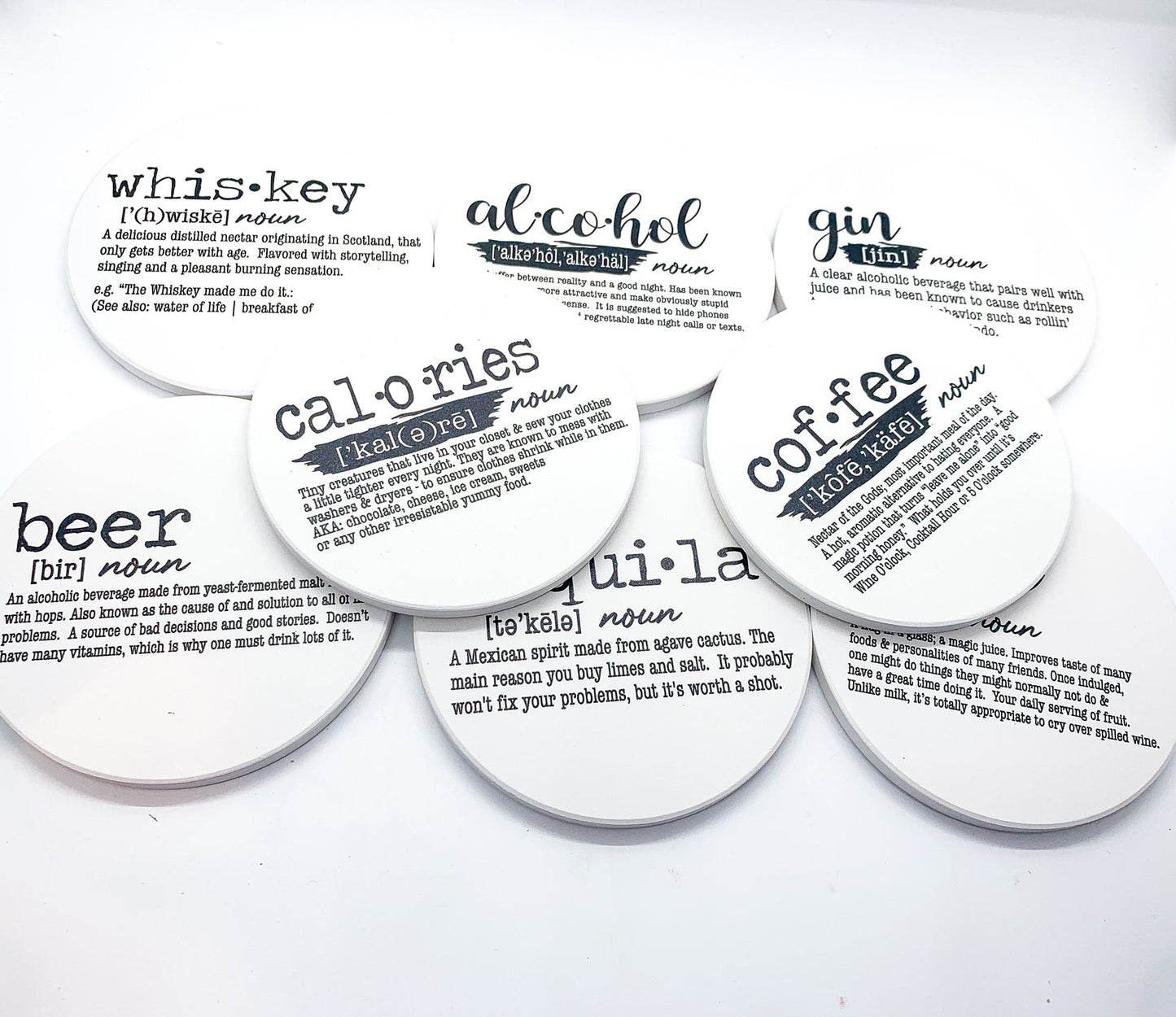 Sous-verres amusants avec définition de boisson, lot de sous-verres citation de dictionnaire pour décoration de bar et de comptoir