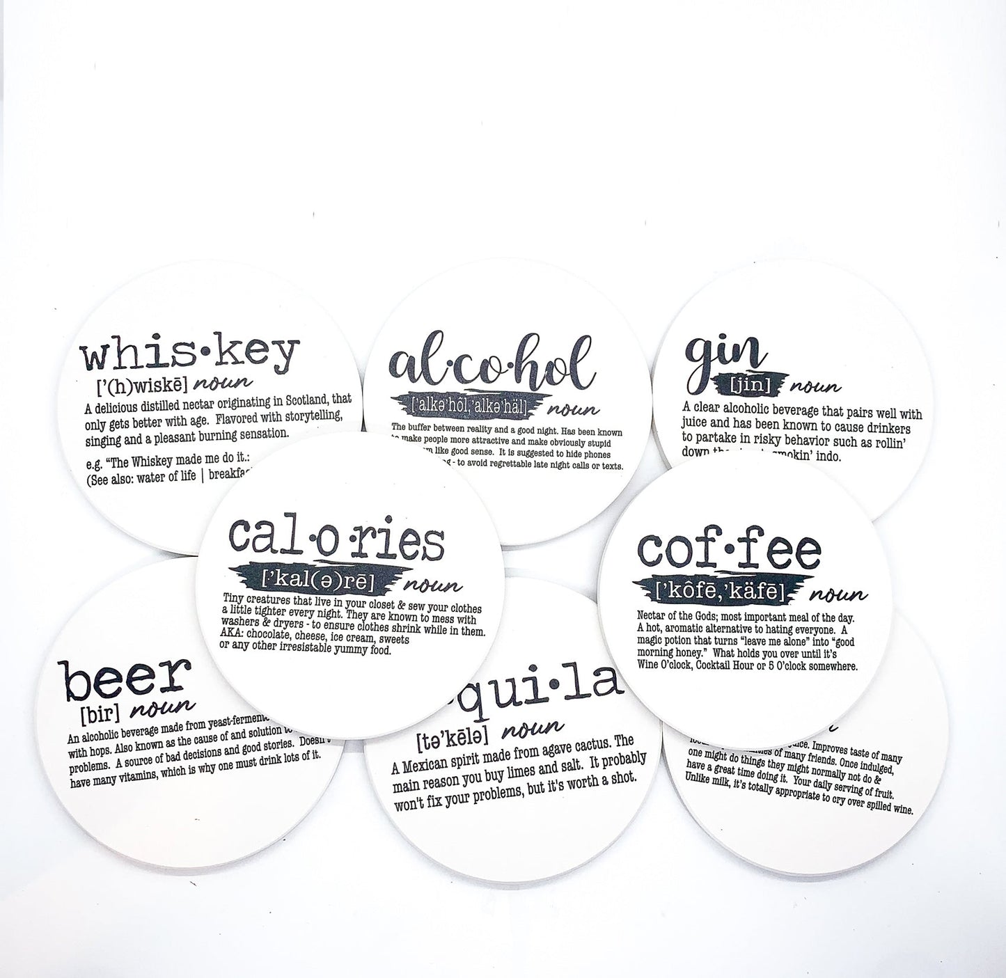 Sous-verres amusants avec définition de boisson, lot de sous-verres citation de dictionnaire pour décoration de bar et de comptoir