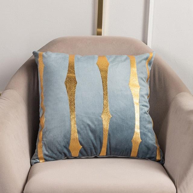 2021 Fashion Striped Pillowcase Festival Home Bronzing Square Decorative Throw Pillow Cover With Gold Striped Cushion Cases Modern Luxury Pillowcases Cushion Cover Soft Fabric Pillow Cases Decorative 45x45CM
