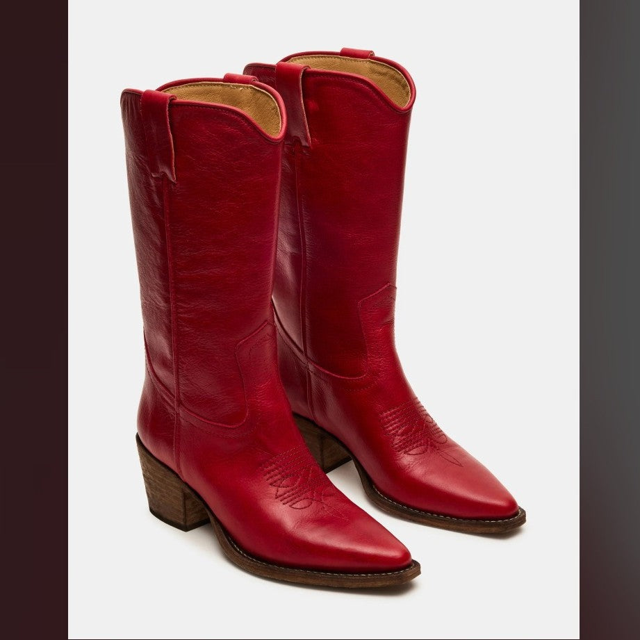 Plus-size Fashionable Embroidered Block-heel Thigh-high Womens Boots