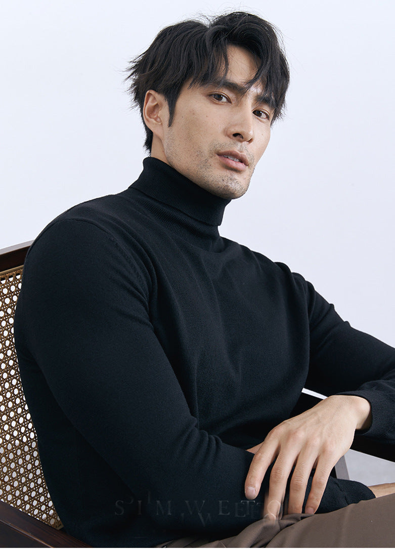 Turn-down Turtleneck Core-spun Knit Sweater For Men Rugged Style
