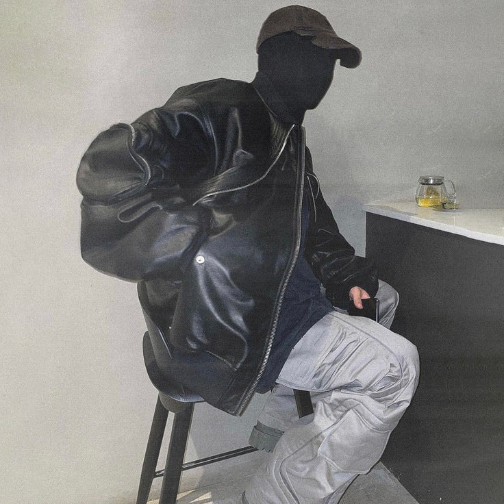 Heavy Industry Vintage Leather Flight Jacket Baggy Coat