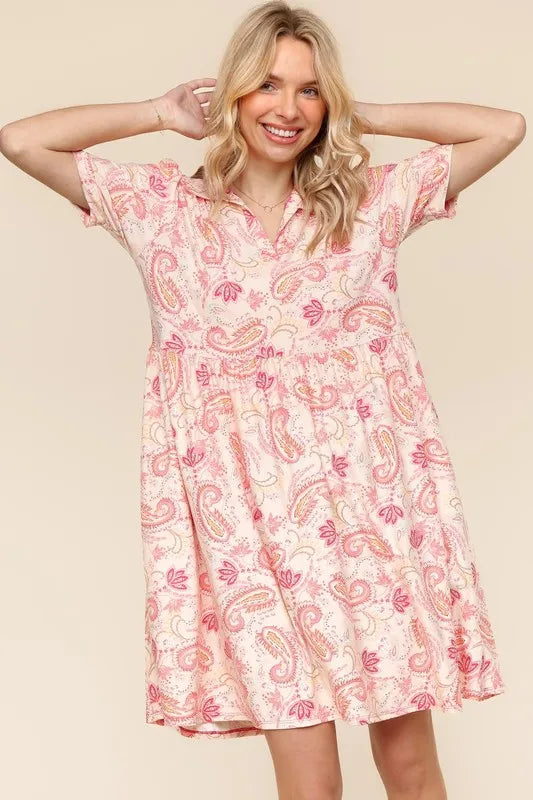Fit and Flare Paisley Print Knit Dress For Summer – Paisley Print Dress, Fit and Flare Dress, Knit Dress, Classic Paisley Dress, Feminine Knit Dress
