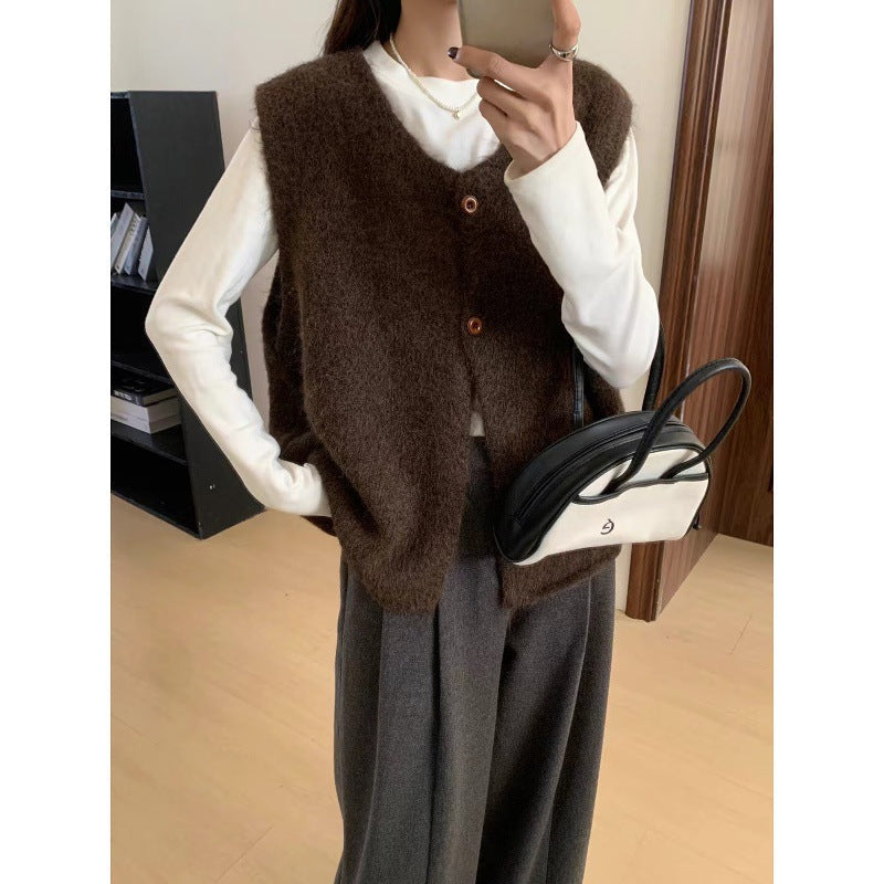 Minimalist Versatile Soft And Cozy Lazy-styled Sweater Vest Loose-fitting Layered Knit Vest