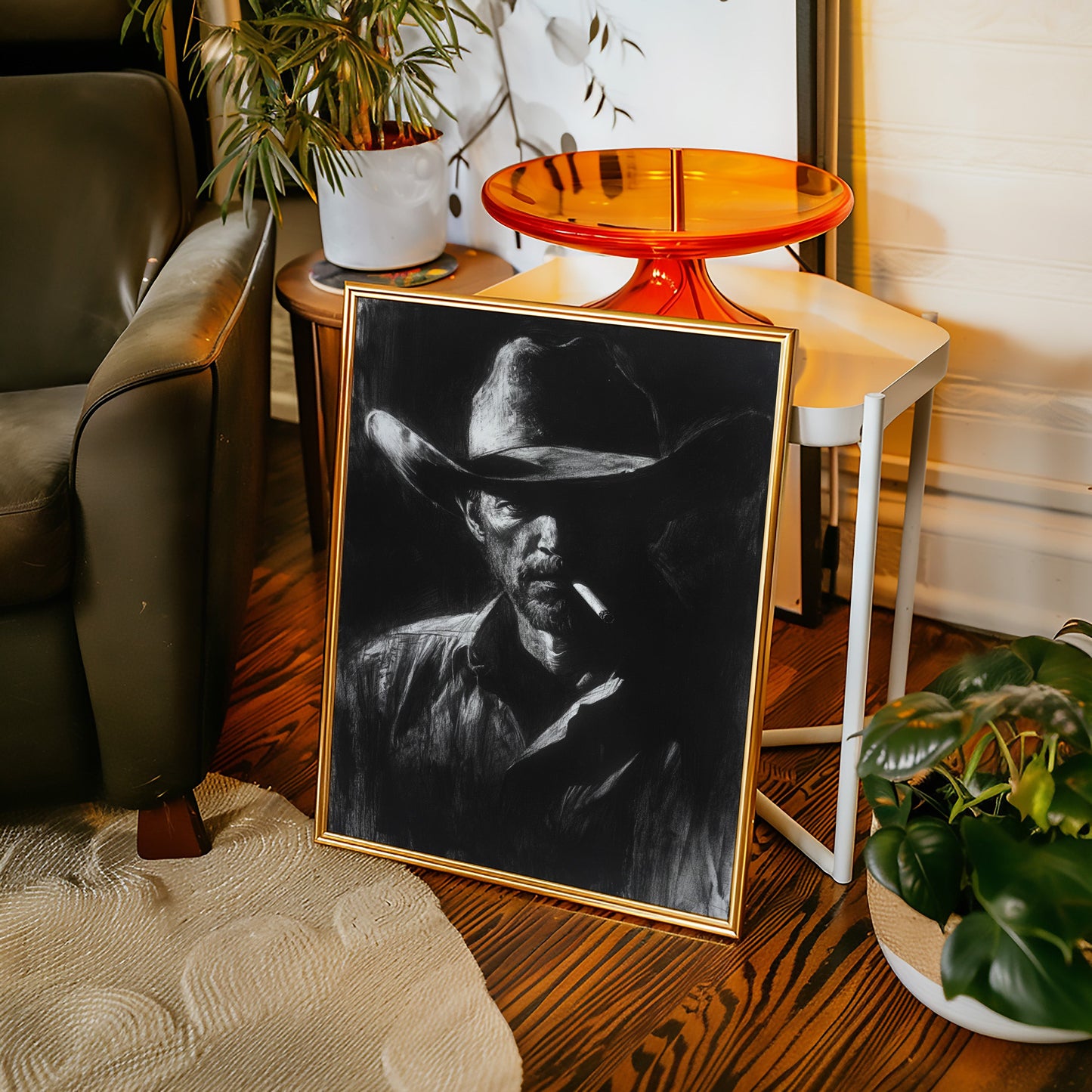 Cowboy de minuit dans l'ombre du fusain