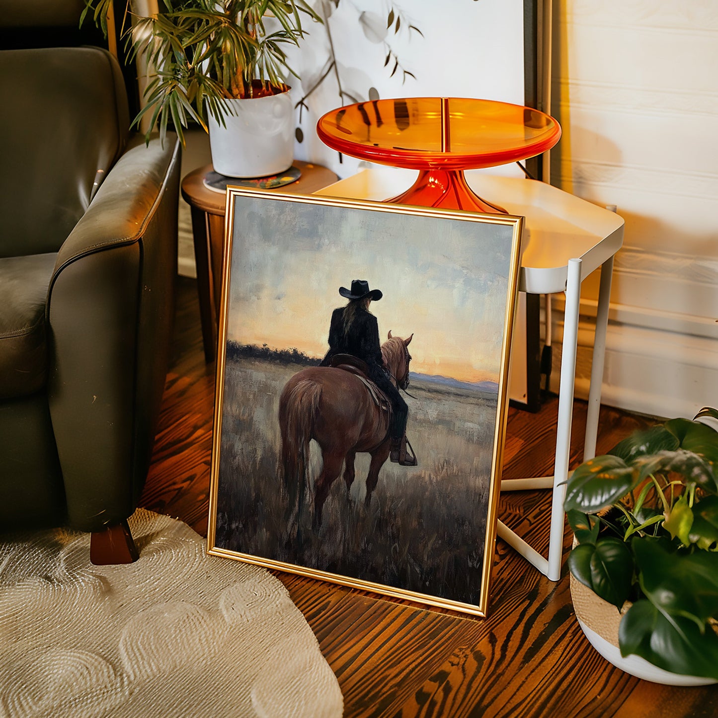 Back to the Prairie – Cowgirl on Horse at Dusk