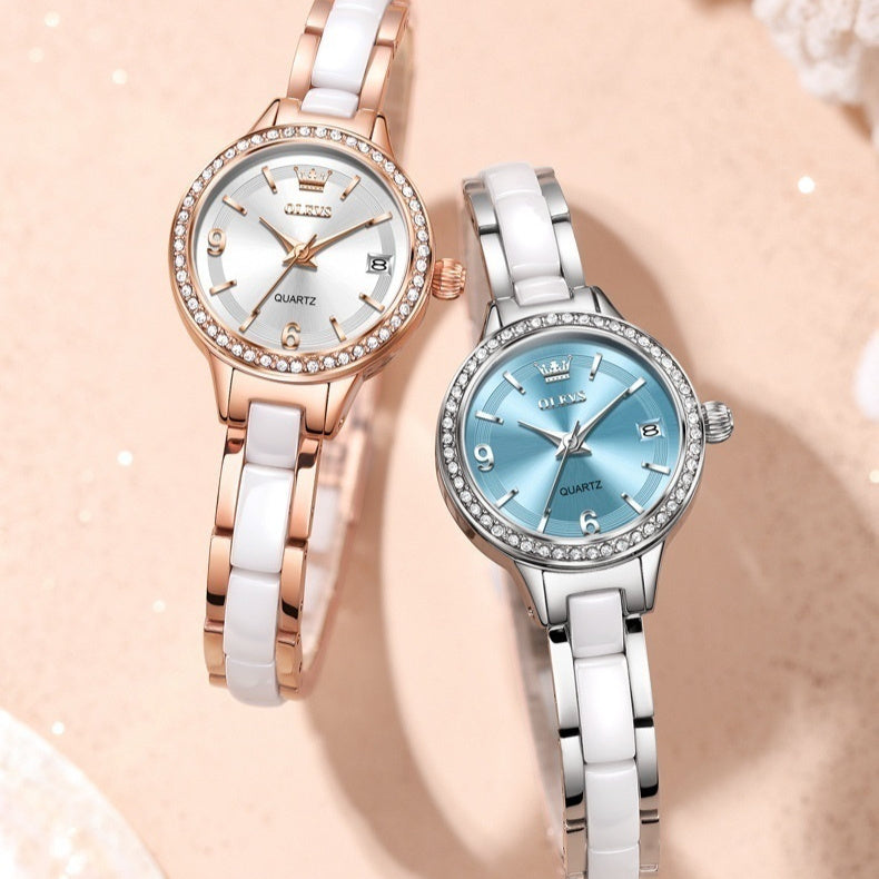 Oulishi Womens Watch With A Ceramic Strap A Versatile Quartz Timepiece
