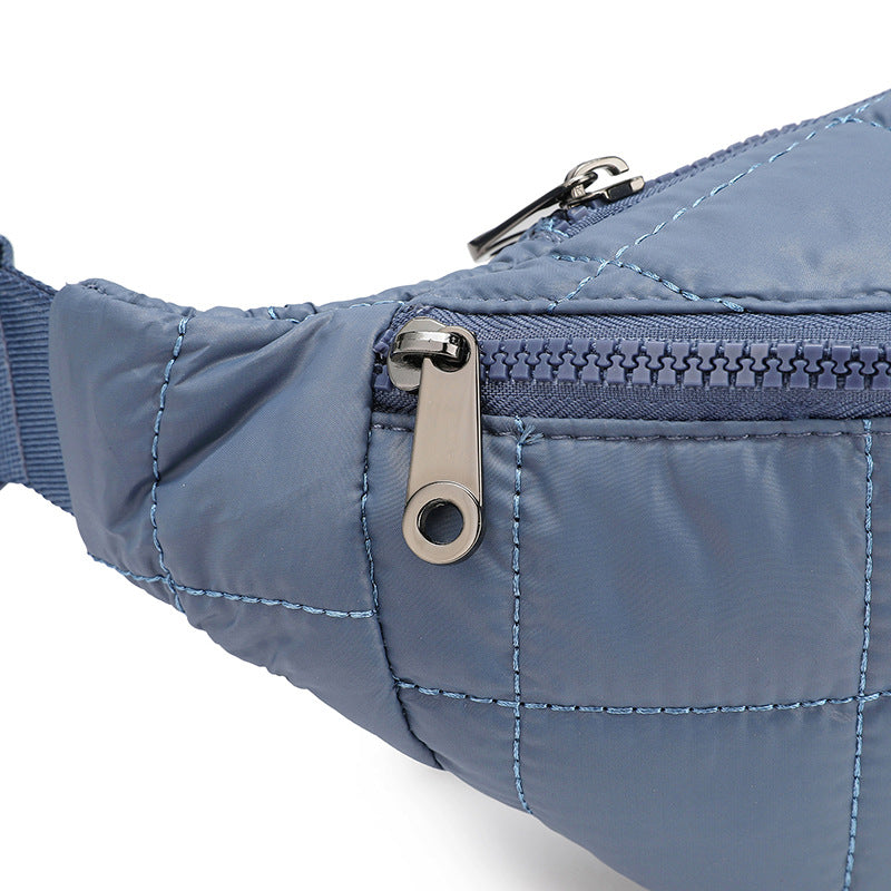 Solid-color Casual Crossbody Waist Bag With A Quilted Diamond Pattern
