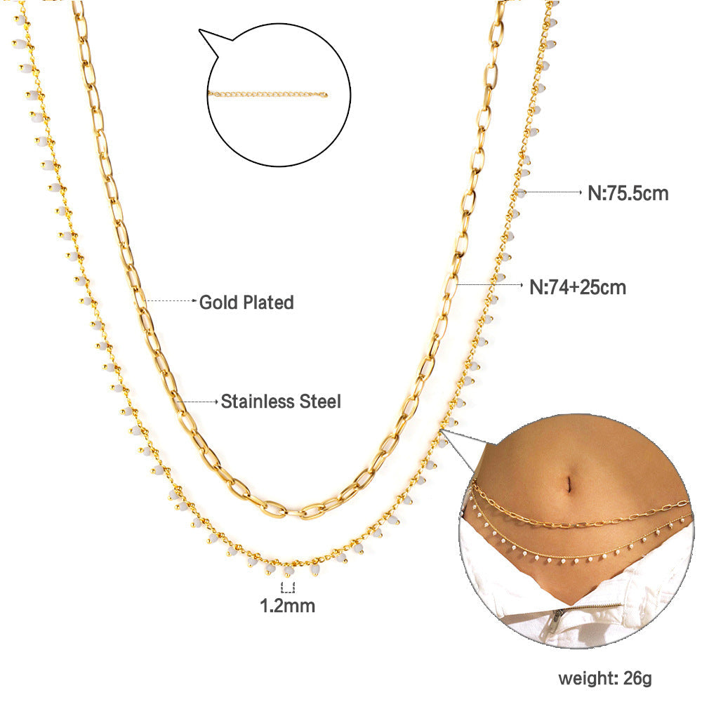 Sweet-and-cool Edgy Two-layer Waist Chain