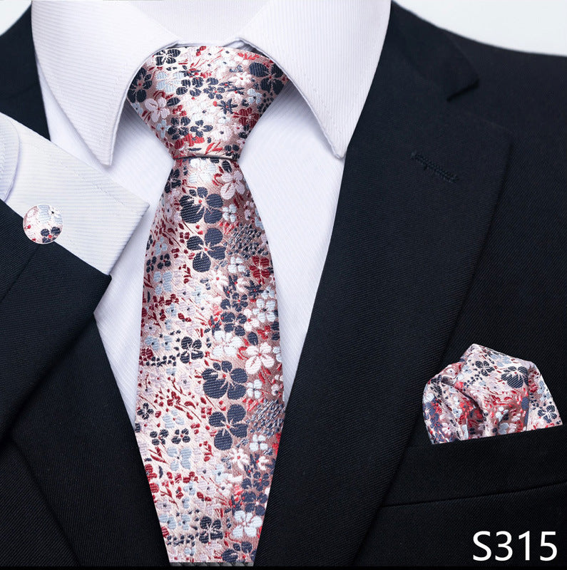 Men's Creative All-match Business Formal Wear Tie Scarf Cuff Buckle Set