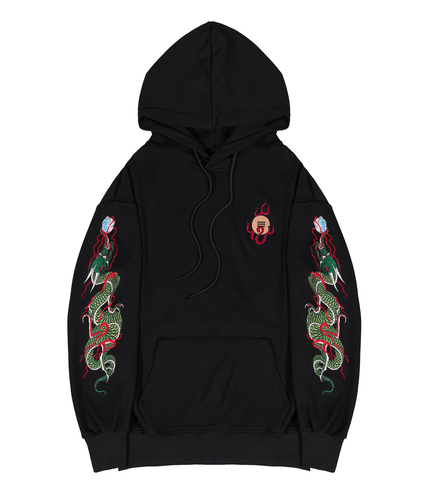 KH9005 Sweat à capuche brodé Dragon vert