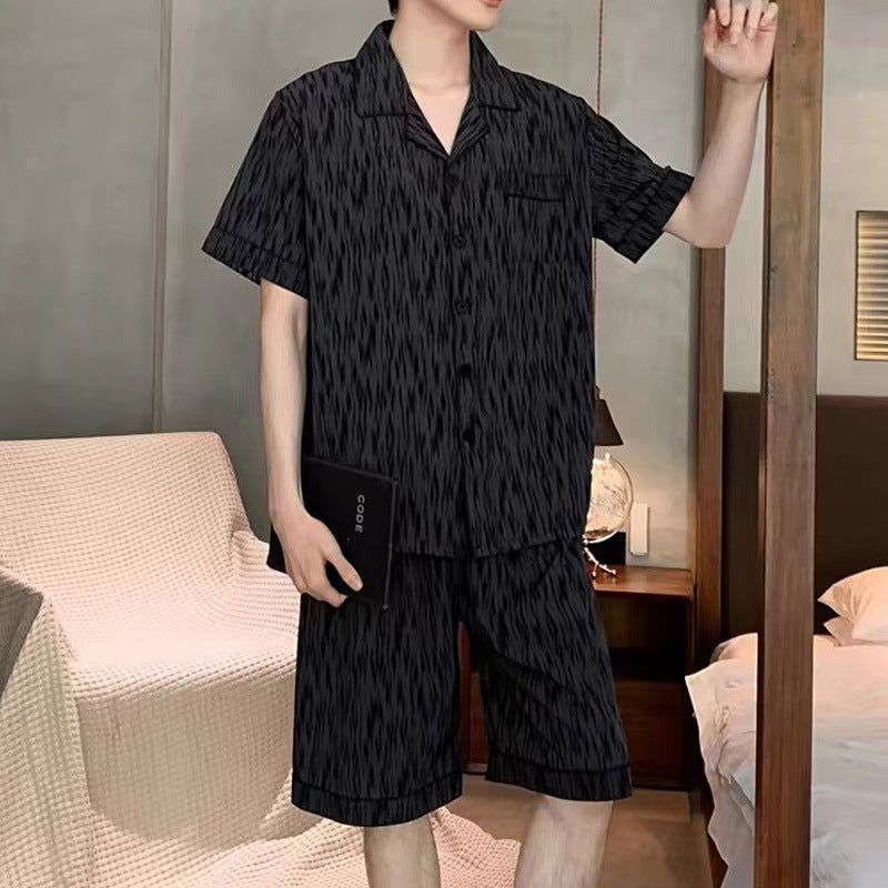 Mens And Boys Summer Black-striped Loungewear
