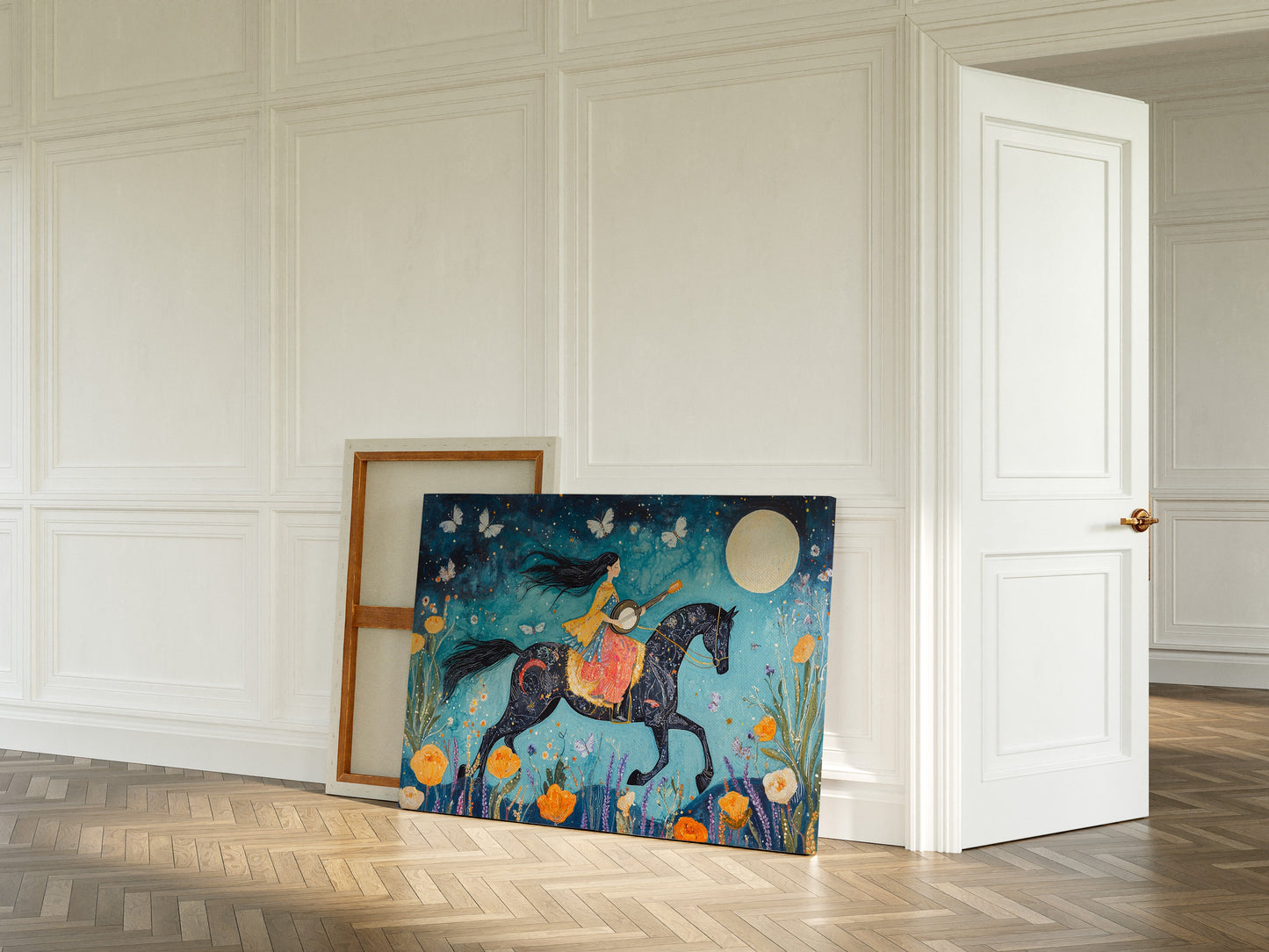 Mélodie au clair de lune à cheval dans la nuit
