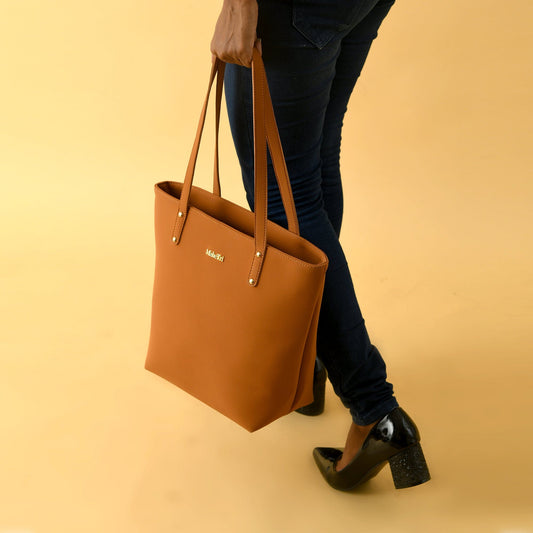 Era Vegan Leather Tote - Tan Brown