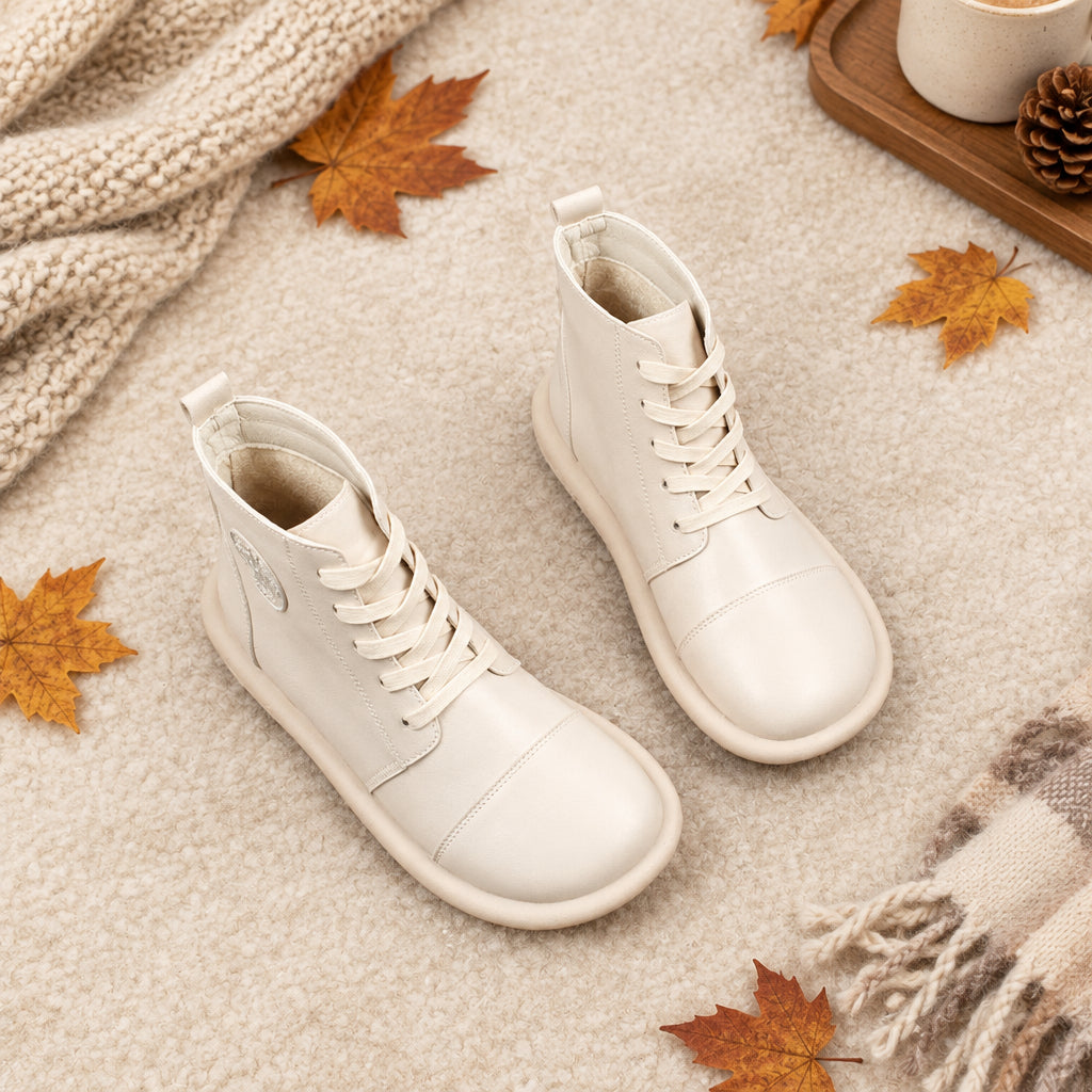Women's Wool-Lined Lace-Up Flat Ankle Boots