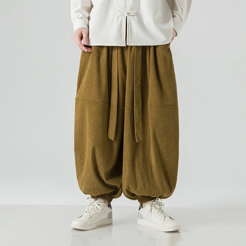 Men's Loose-fitting Harem Pants With Elastic Cuffs