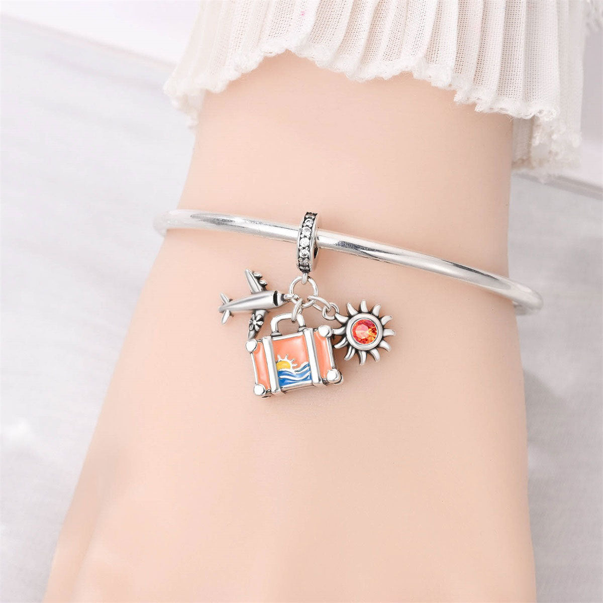 Airplane Suitcase World Travel DIY Bead Pendant Jewelry Accessory