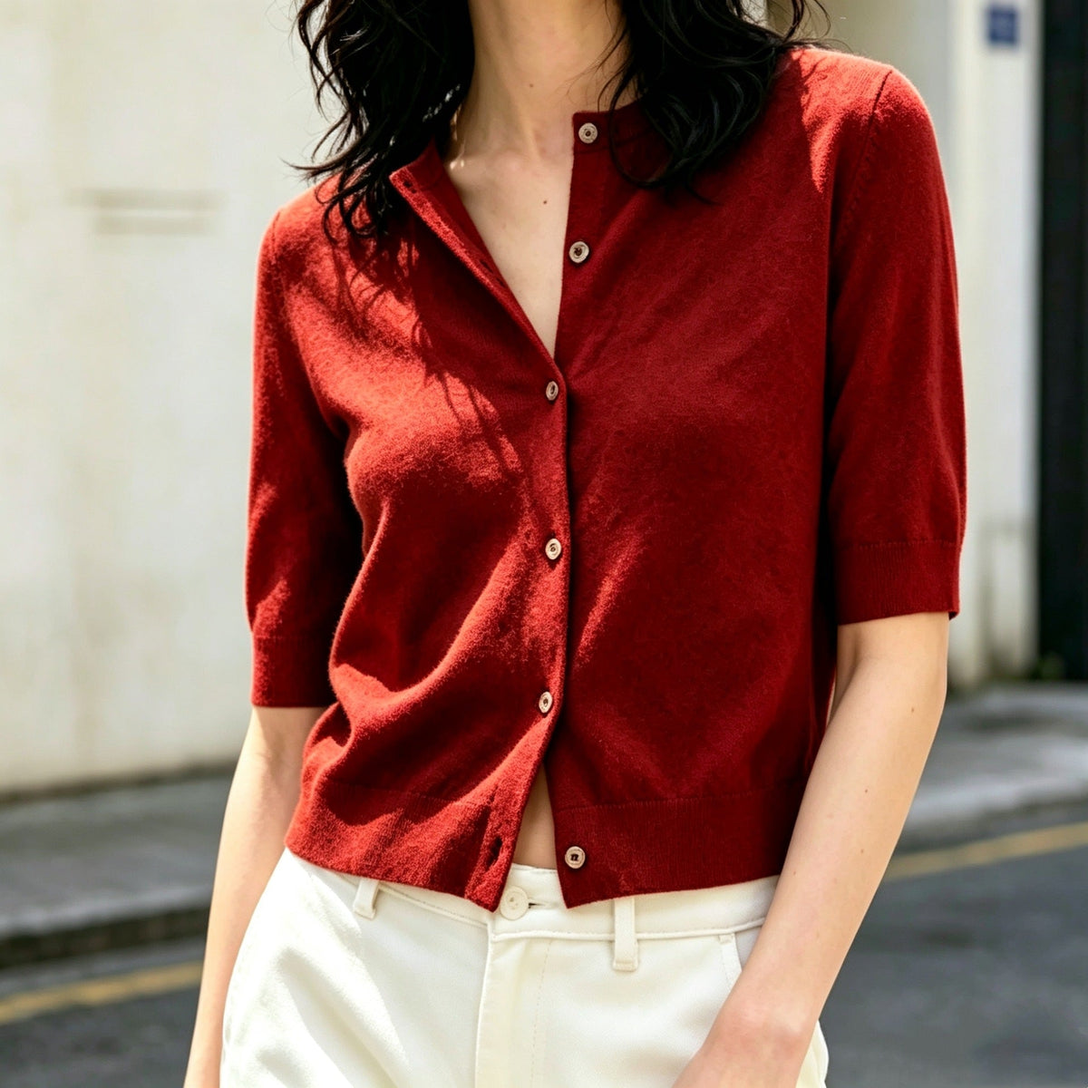 2026 Fall Wool Knit Long Sleeve Solid Color Women's Cardigan OZON Amazon Simple Commute Single Button Blouse