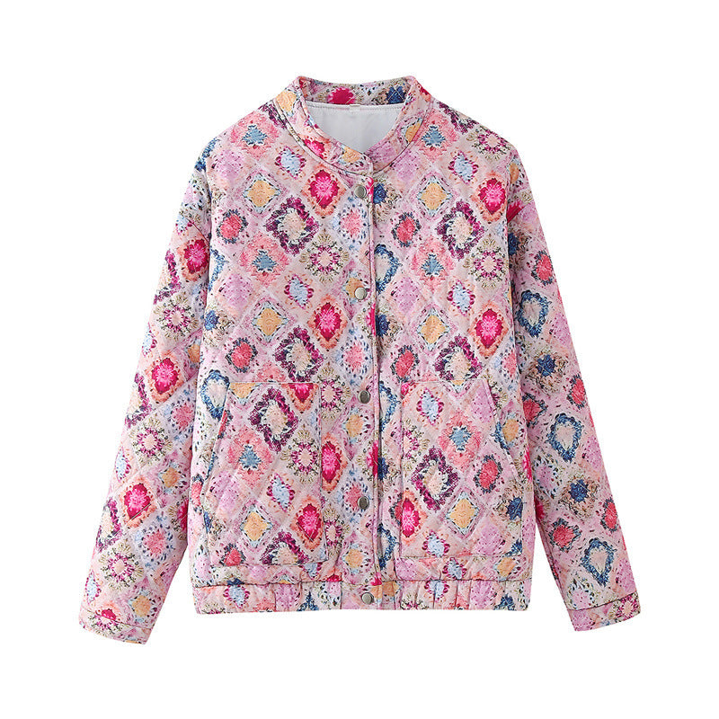 Women's Casual Crew-Neck Cotton Padded Jacket