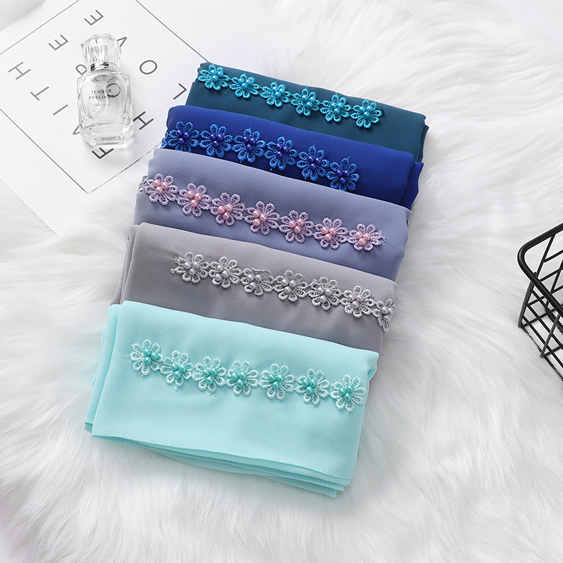 Pearl Chiffon Nail Pearl Decorative Headscarf
