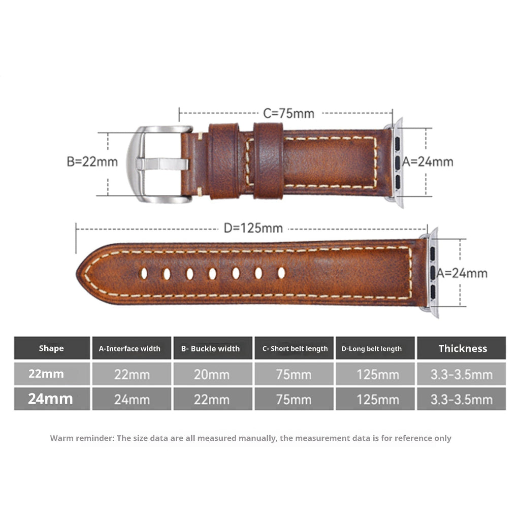 Vintage Oil Wax Genuine Cowhide Watch Band