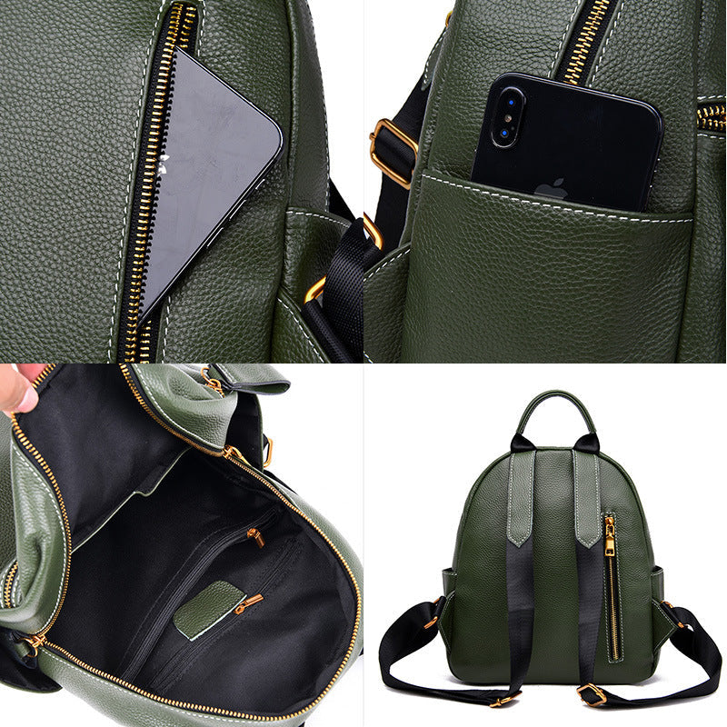 Leather Backpack Women All-Match Fashion Top Layer Leather Small Backpack