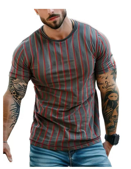 Men's Fashion Striped Casual Short-Sleeve