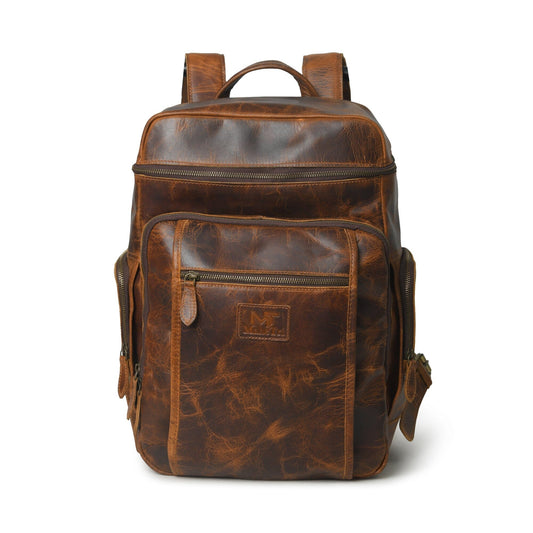 Alpha Caramel Büffelleder Reise-Rucksack
