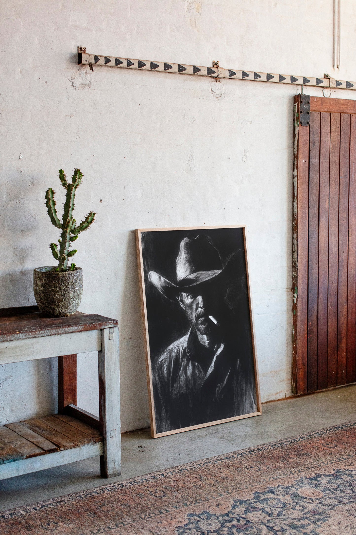 Cowboy de minuit dans l'ombre du fusain
