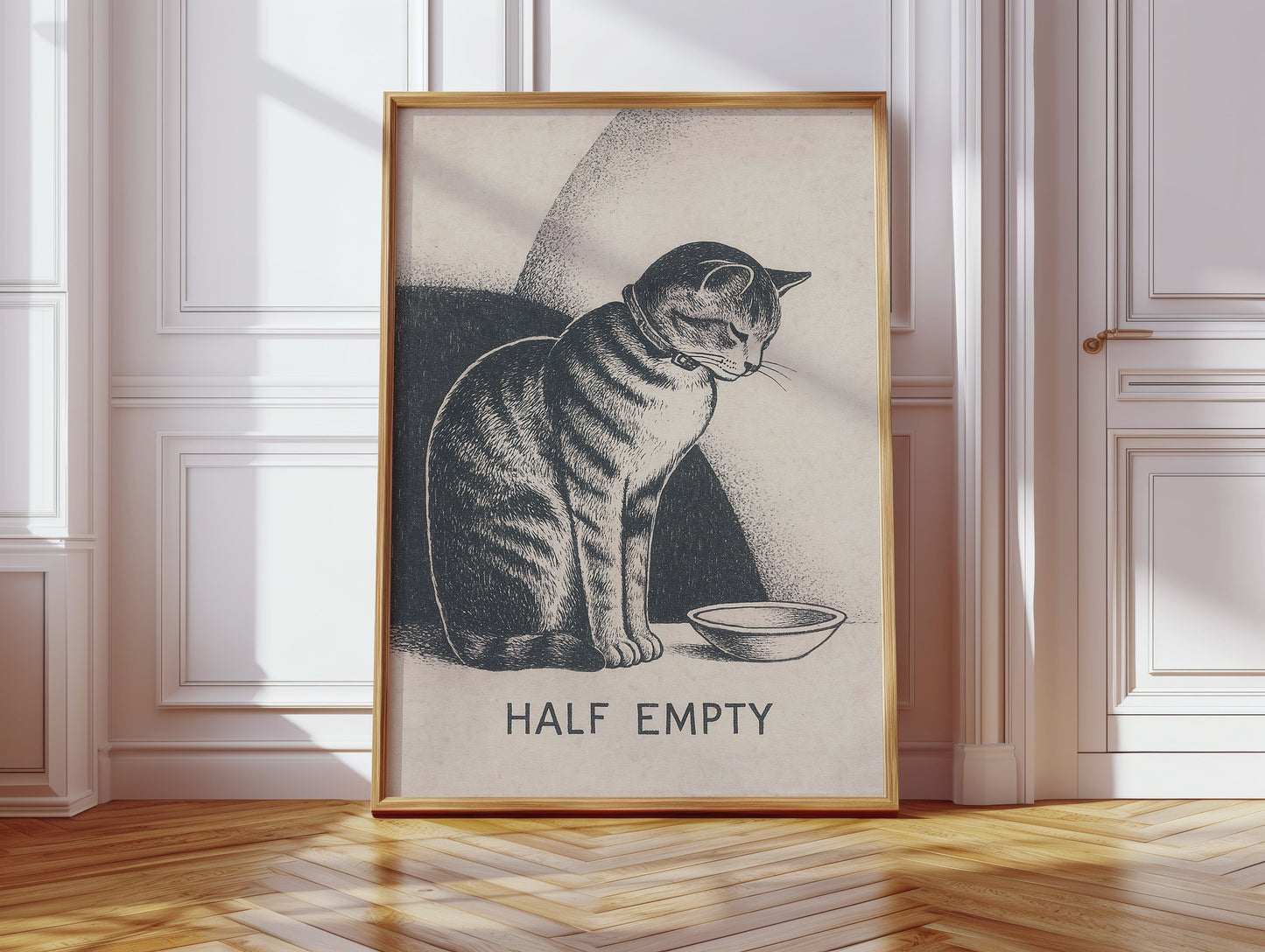 Chat à moitié vide