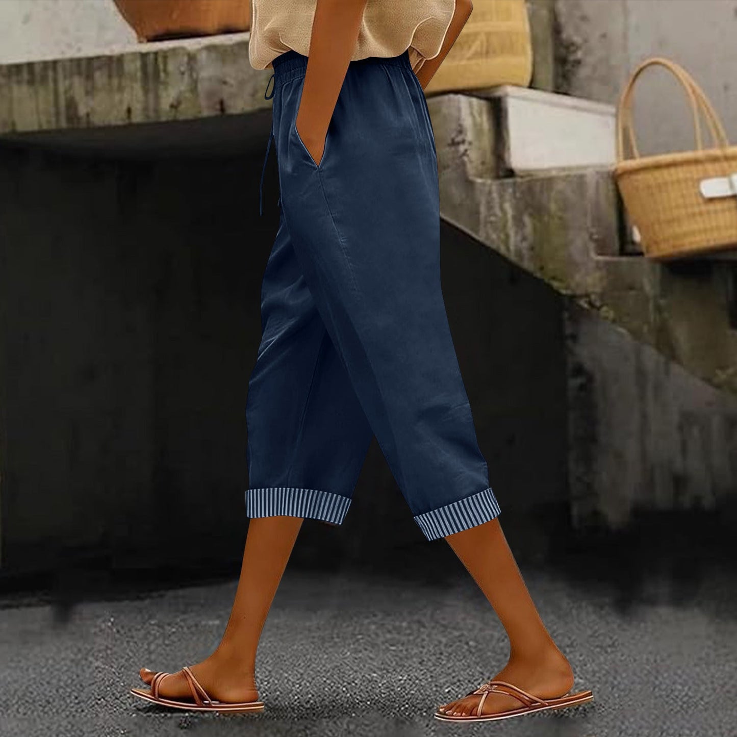 Summer New European And American Style Casual Cropped Pants