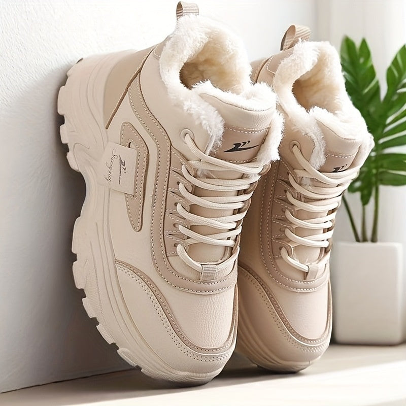 Womens Fleece-Lined High-Top Sporty Casual Warm Cotton Shoes