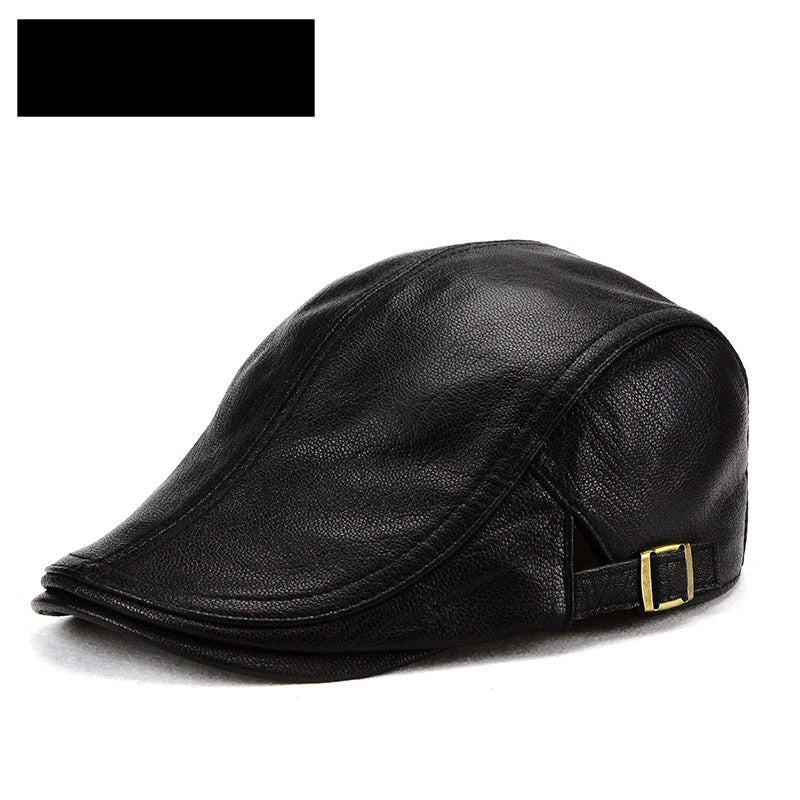 Mens Thin Korean-Style Leather Hat For Autumn And Winter Perfect For Middle-Aged And Older Gentlemen