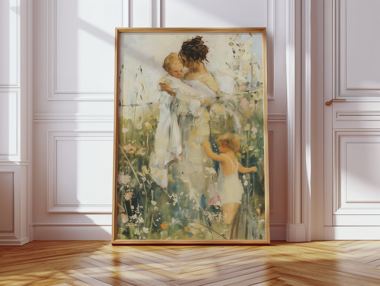 Mother and Children in the Summer Meadow