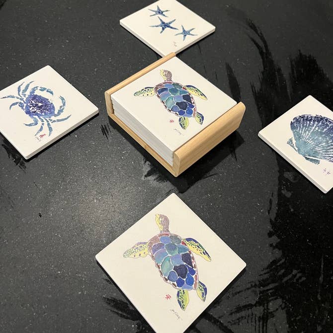 Sea Turtle Coaster (4x4) – Coastal & Table Accents