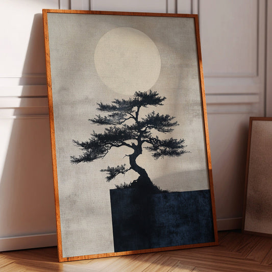 Zen-Bonsai-Baumkunst – Minimalistischer japanischer Wanddruck
