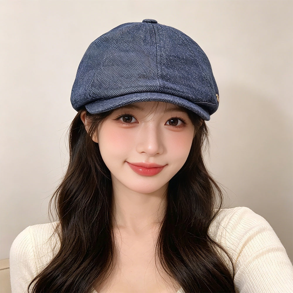 Vintage British Style Weathered Vintage Forward Cap With Letter Round Logo, Simple And Versatile For Casual Wear. Commute Cap With Short Brim, Retro British Style