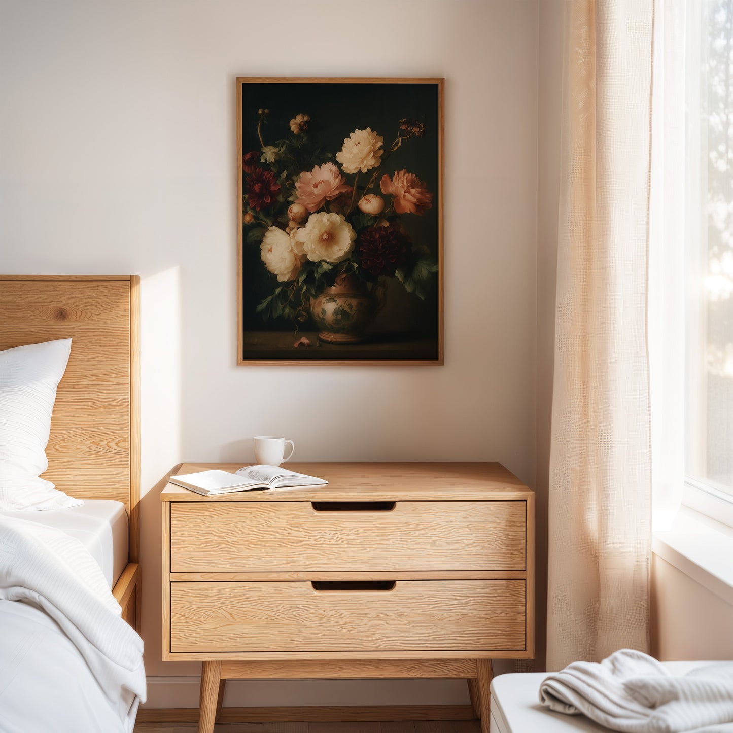 Baroque Peonies in Earthen Vase