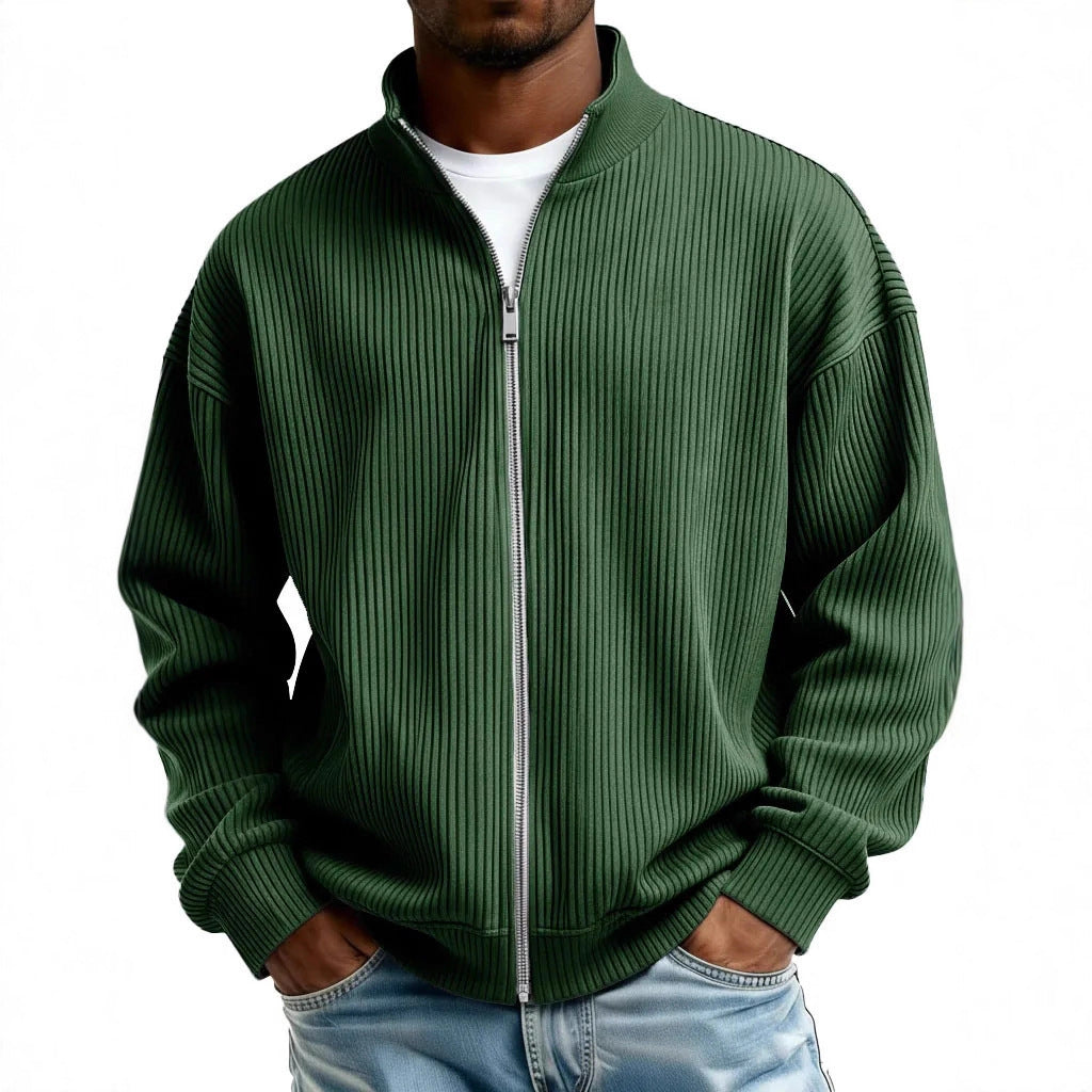 Mens Full-Zip Mock-Neck Sweater New FallWinter Style
