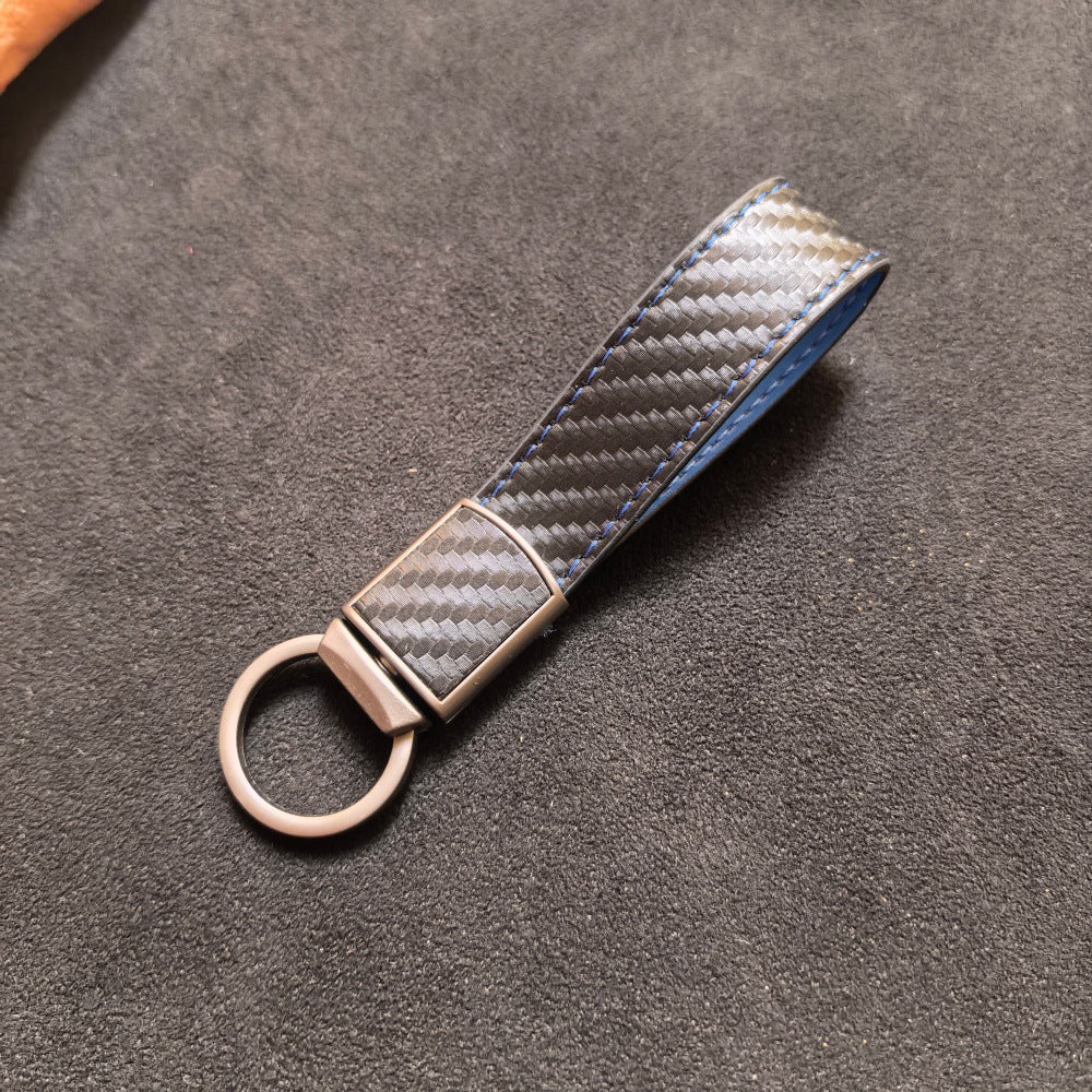 Carbon-fiber-pattern Car Keychain Pendant