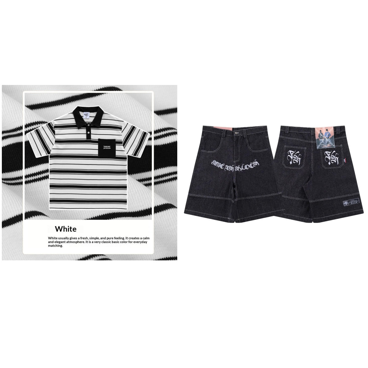 Loose-fitting Polo Shirt With A Lapel Collar Short-sleeved Striped T-shirt