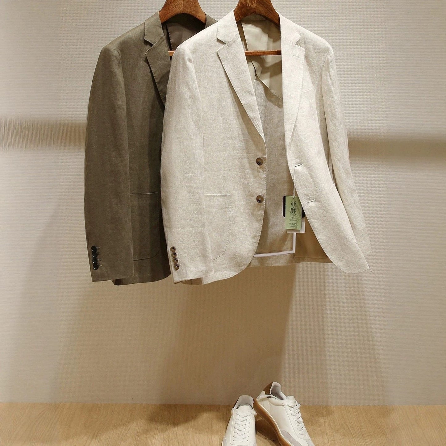 Plus-size Mens Linen Slim-fit Suit Set